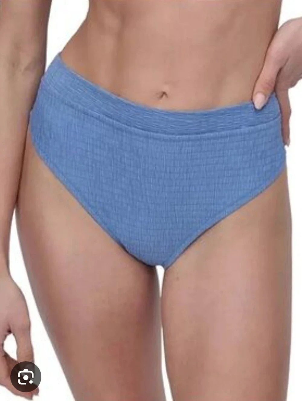 DKNY Light Blue High-Rise Ribbed Swim bottom, NWT